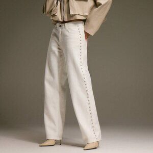 White Casual Women's Wide Leg Denim Jeans